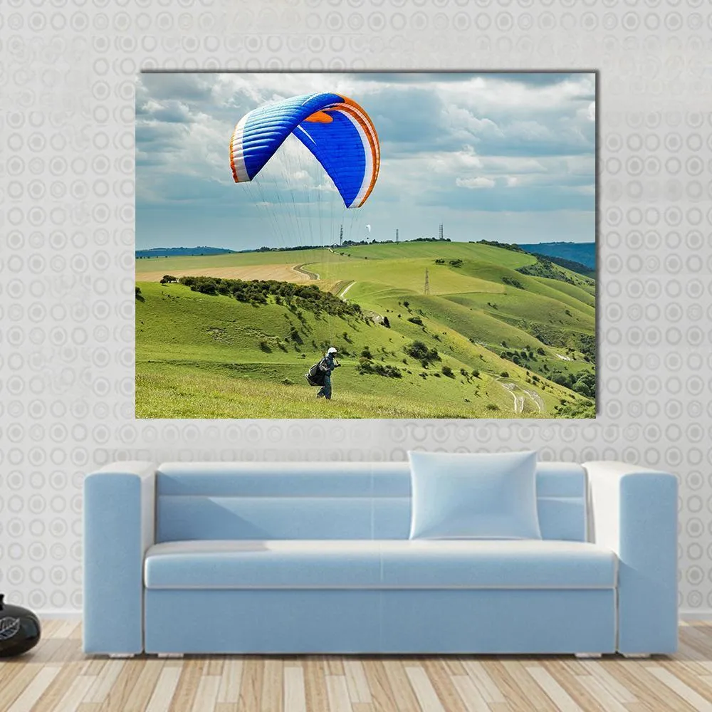 Paragliding At Devil's Dyke Canvas Wall Art