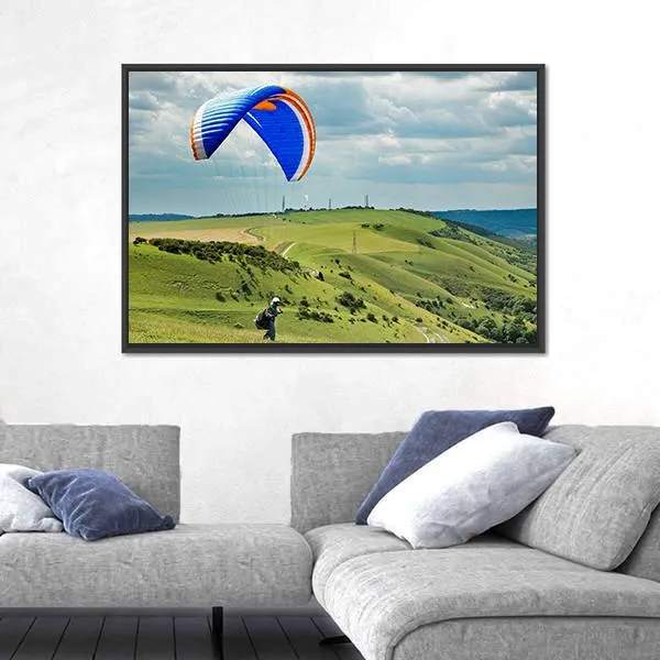 Paragliding At Devil's Dyke Canvas Wall Art