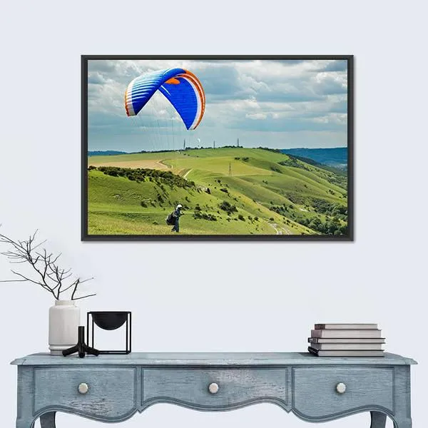 Paragliding At Devil's Dyke Canvas Wall Art