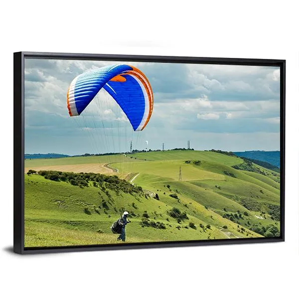 Paragliding At Devil's Dyke Canvas Wall Art