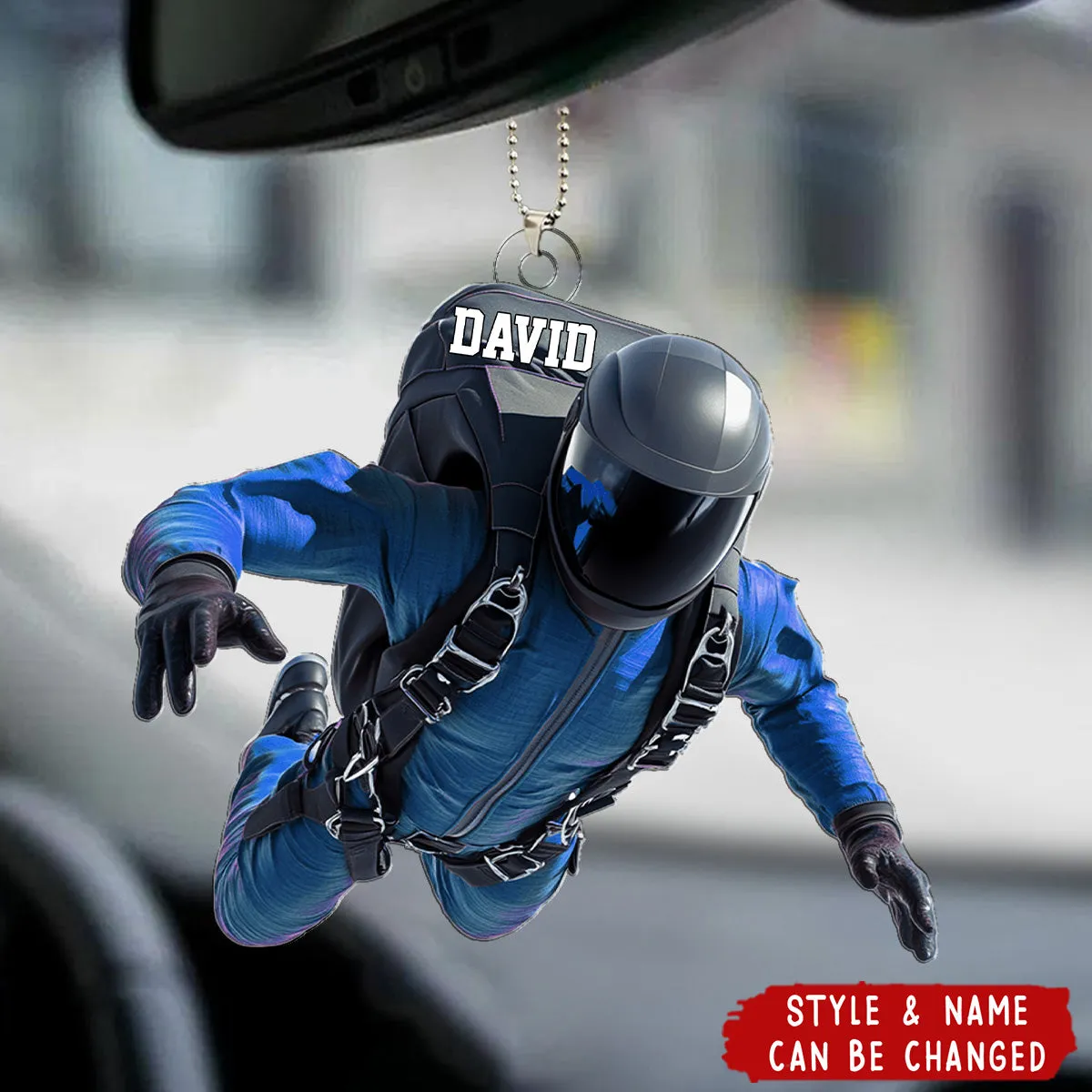 Personalized Skydiver Shaped Car Ornament – Gift For Paragliding, Skydiving Lovers