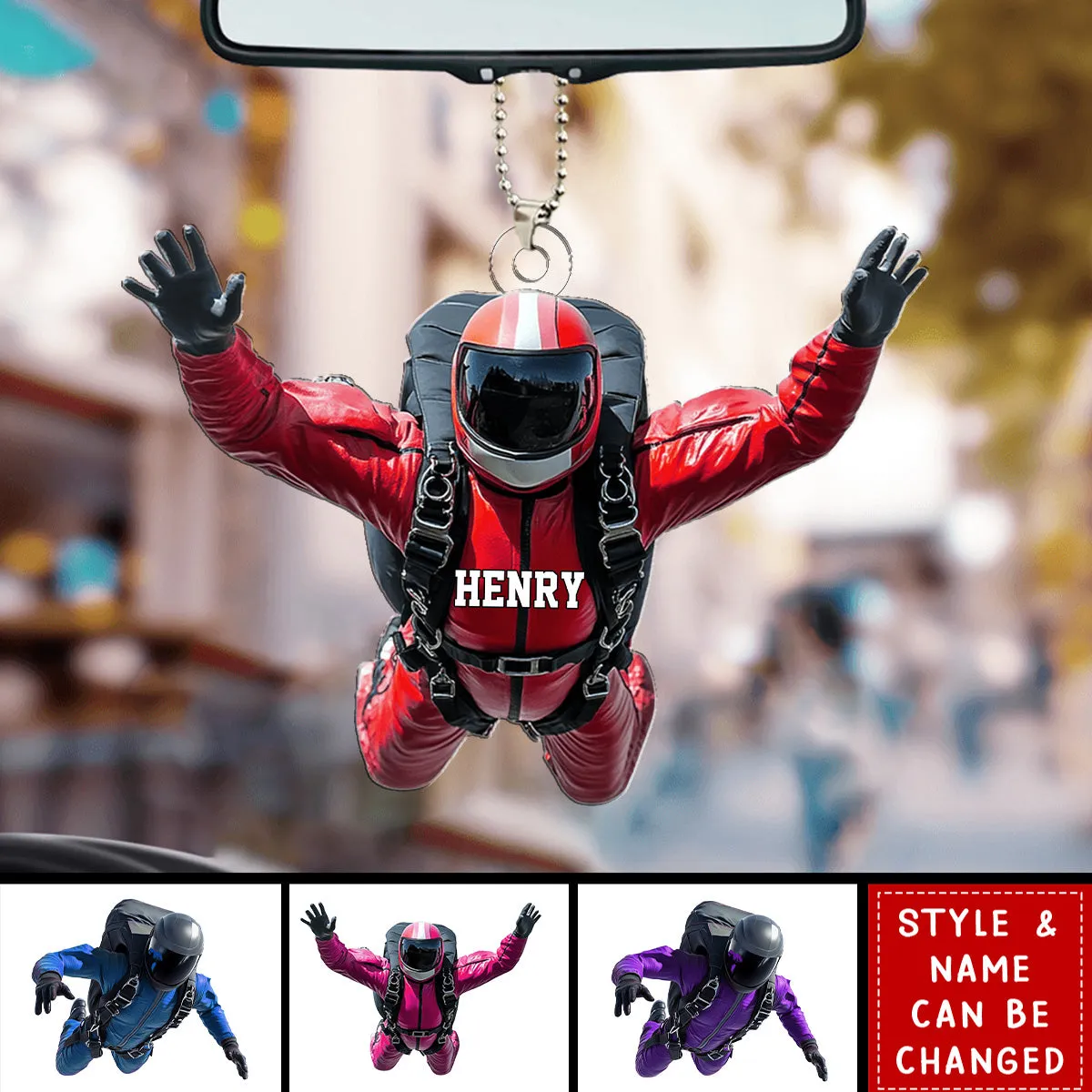 Personalized Skydiver Shaped Car Ornament – Gift For Paragliding, Skydiving Lovers