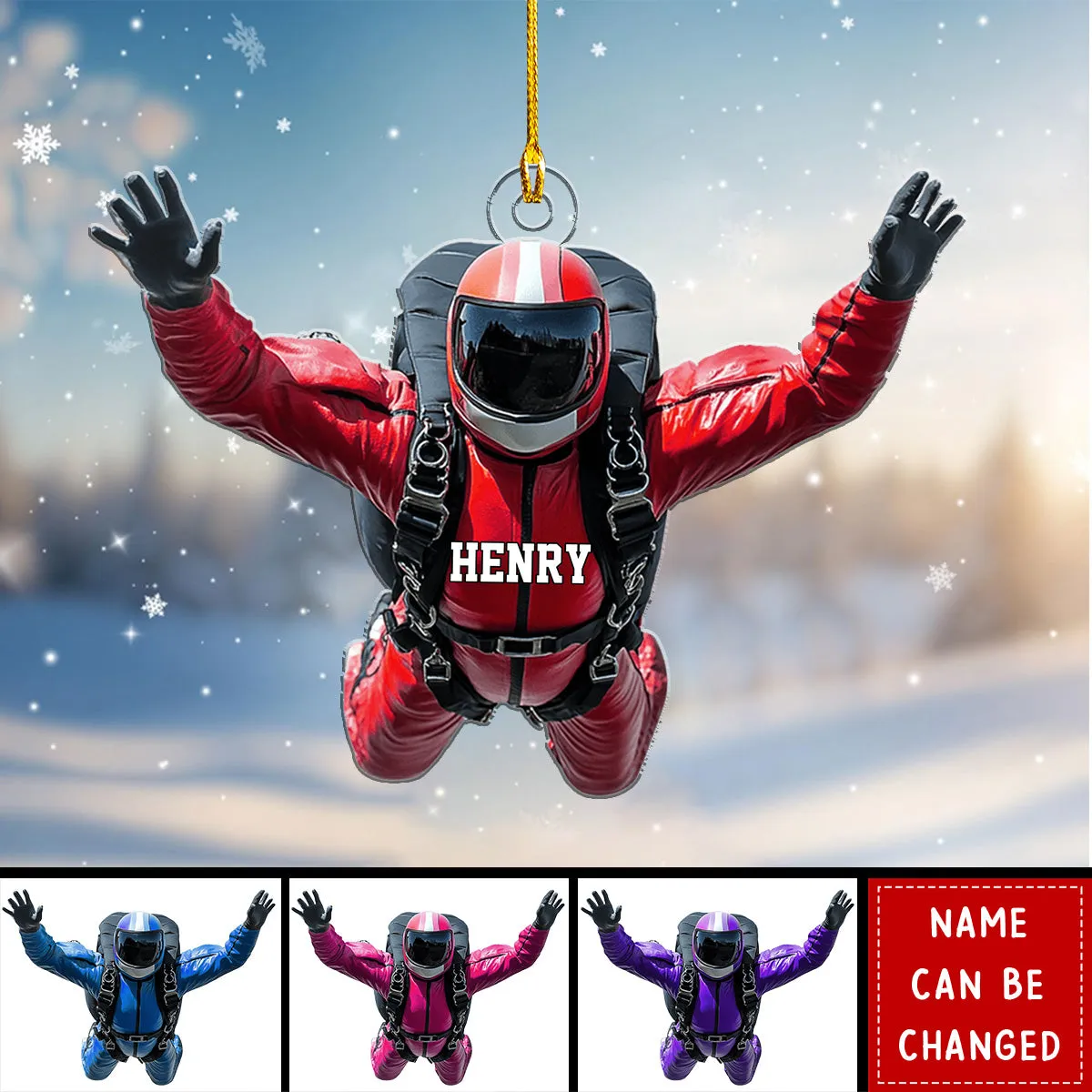 Personalized Skydiver Shaped Ornament – Gift For Paragliding, Skydiving Lovers