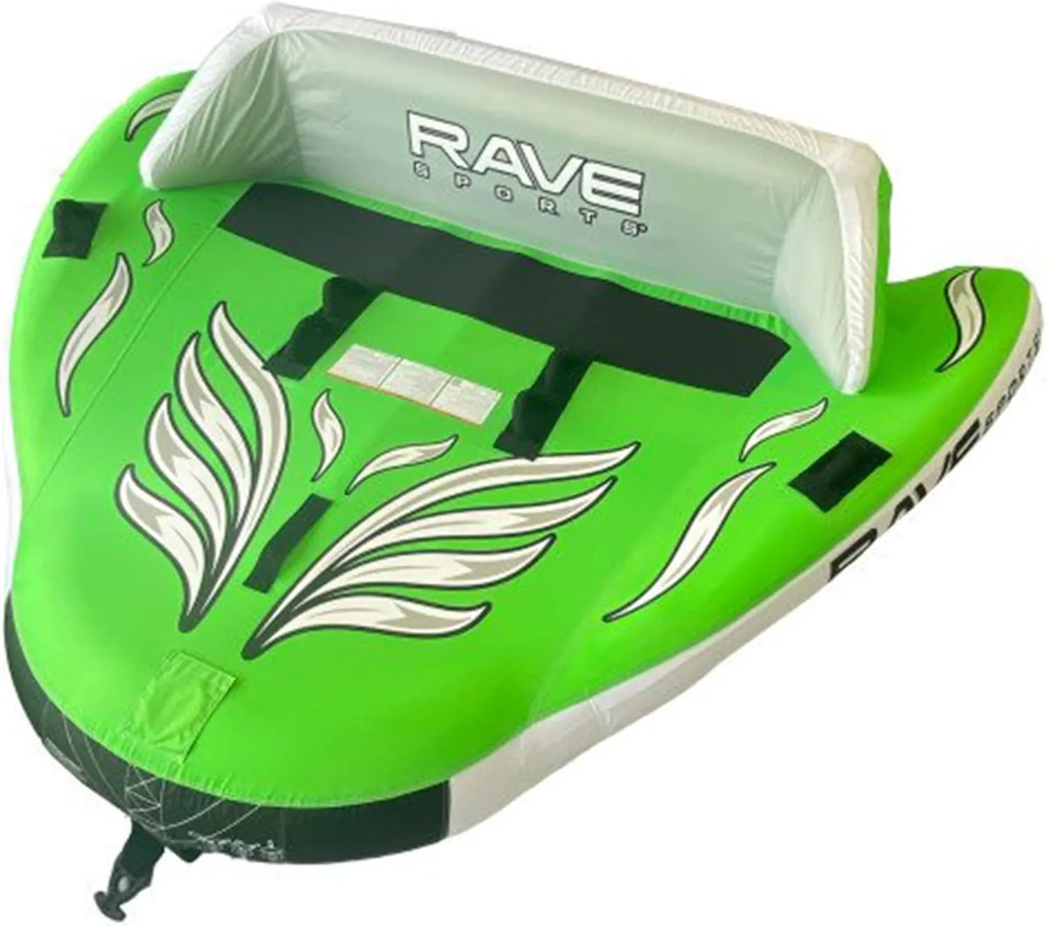 RAVE Sports 3 Person Inflatable Durable Nylon Wake Hawk Towable Boating Water Tube Raft with 6 Handles, Knuckle Guards, and 2 Air Chambers, Green