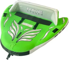 RAVE Sports 3 Person Inflatable Durable Nylon Wake Hawk Towable Boating Water Tube Raft with 6 Handles, Knuckle Guards, and 2 Air Chambers, Green