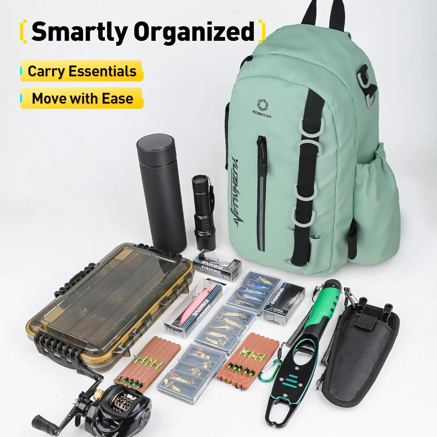 Small Fishing Bag with Rod Strap, Portable & Lightweight, Fish Small Tackle bag  Fits Tackle Boxes & Gear,Move Freely, Cast Smoothly - Fishing Gifts for Men