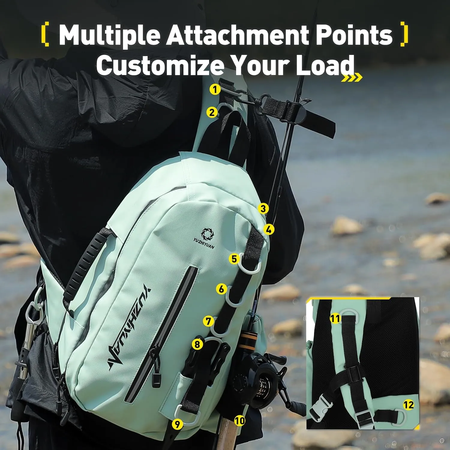 Small Fishing Bag with Rod Strap, Portable & Lightweight, Fish Small Tackle bag  Fits Tackle Boxes & Gear,Move Freely, Cast Smoothly - Fishing Gifts for Men