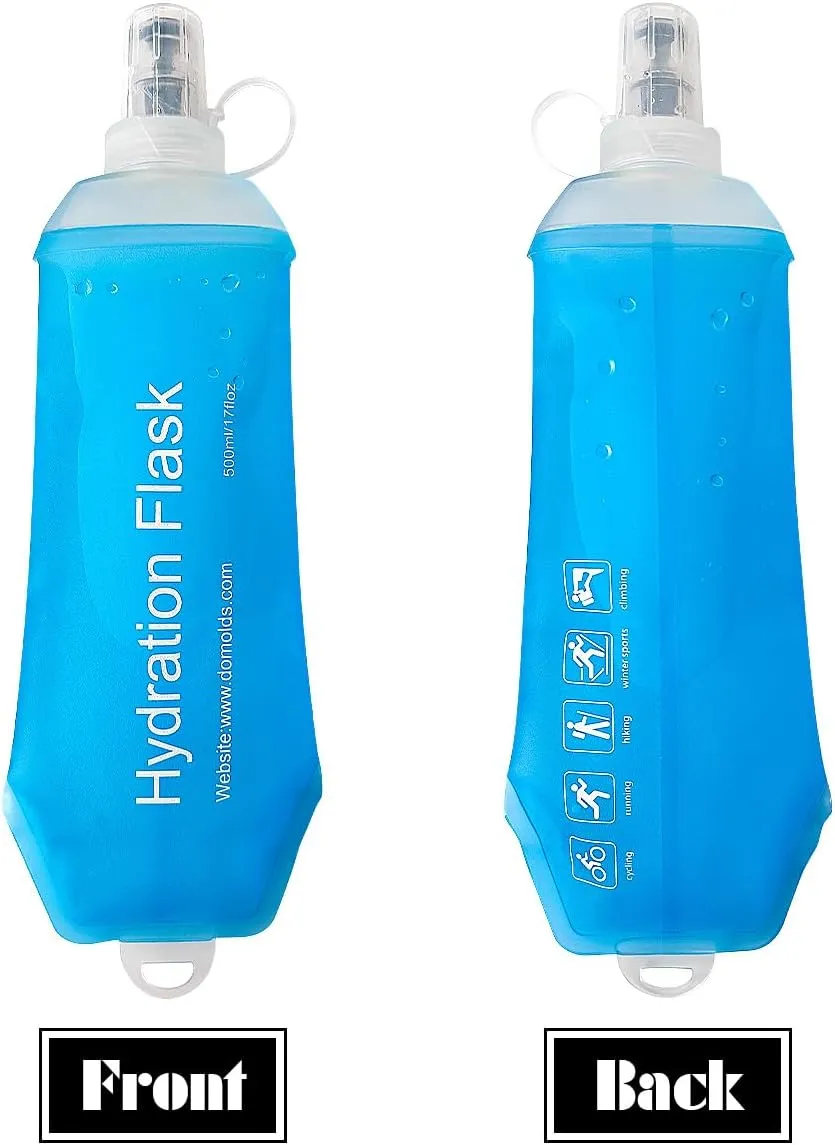 Soft Flask, TPU Collapsible Runner Water Bottle, for Hydration Flask/Running Vests-Running, Hiking, Cycling Folding Bottle (500 ml) - Blue