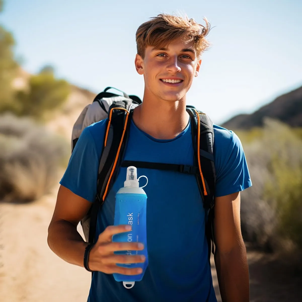 Soft Flask, TPU Collapsible Runner Water Bottle, for Hydration Flask/Running Vests-Running, Hiking, Cycling Folding Bottle (500 ml) - Blue