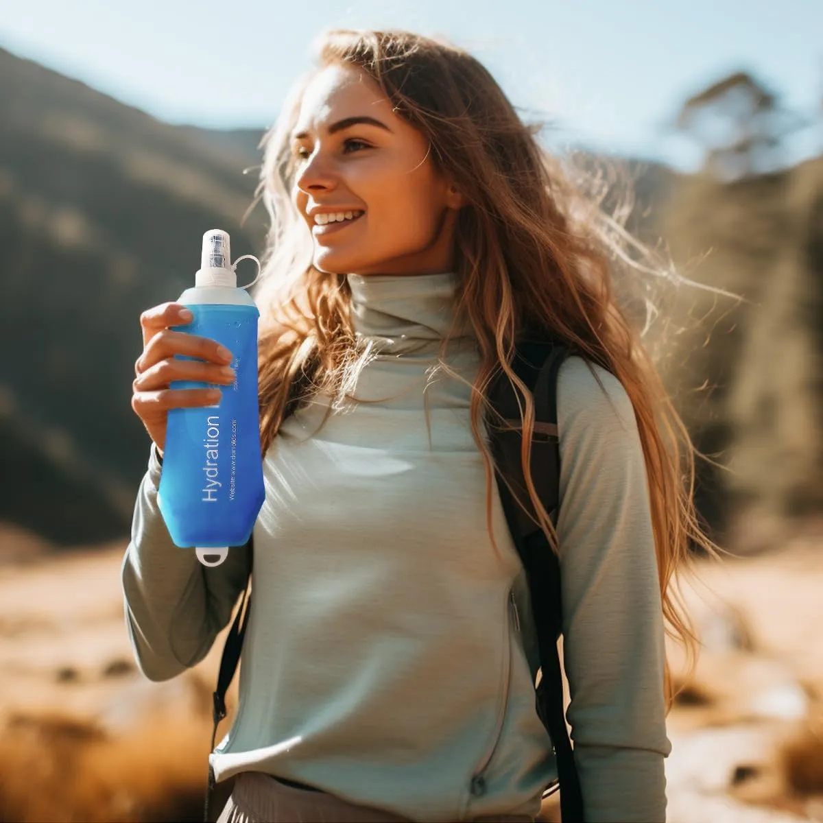 Soft Flask, TPU Collapsible Runner Water Bottle, for Hydration Flask/Running Vests-Running, Hiking, Cycling Folding Bottle (500 ml) - Blue