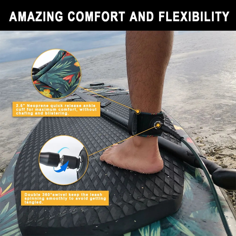 Surf Leash 7ft Surf Leg Rope Surfboard Leash TPU Stainless Swivels SUP
