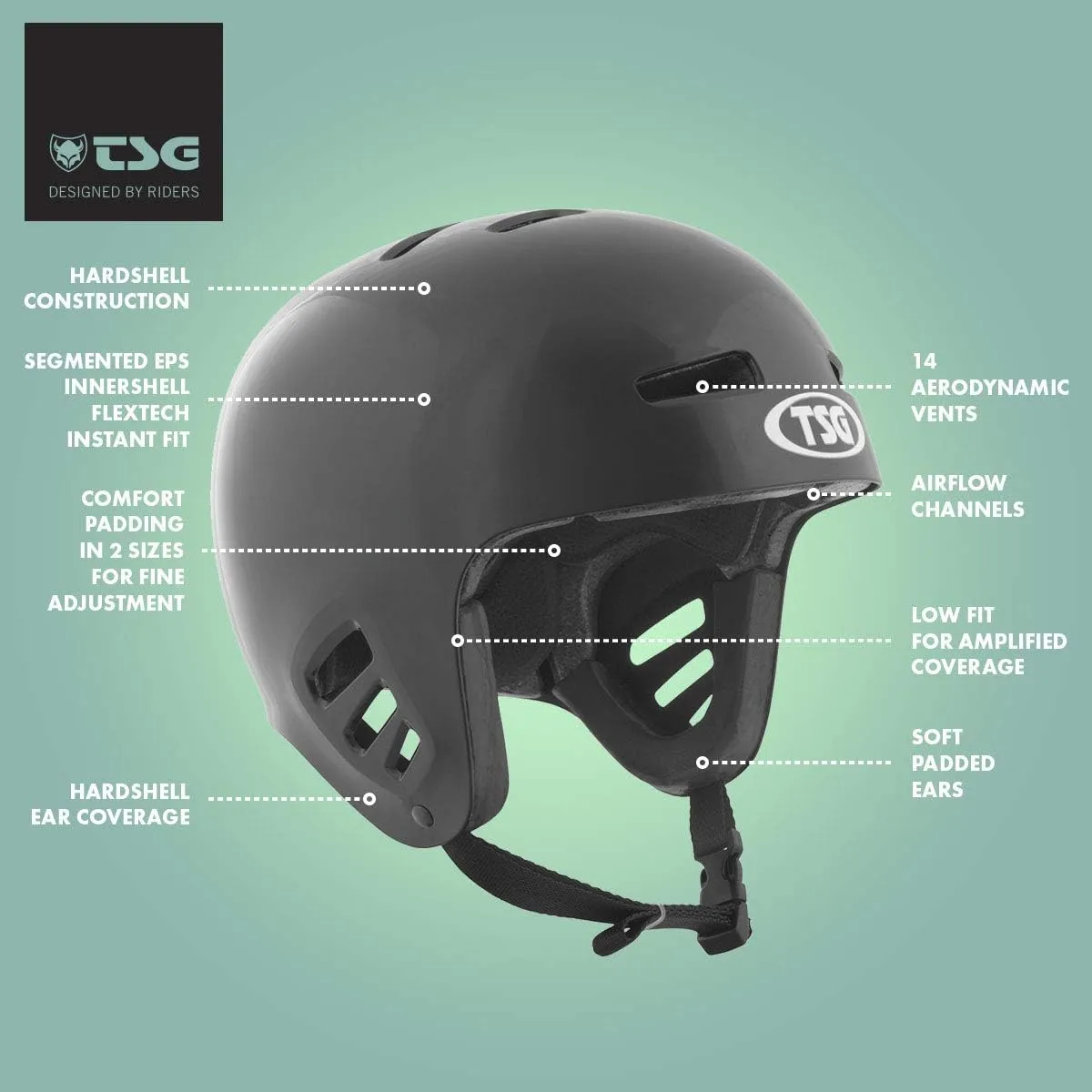 TSG Dawn Flex Skate Helmet, Skateboarding, Rollerblading, Onewheeling, E-Skateboarding, Hardshell, Flex Tech Instant Fit, Tuned/Low Fit w/Ear Coverage, Comfort Padding