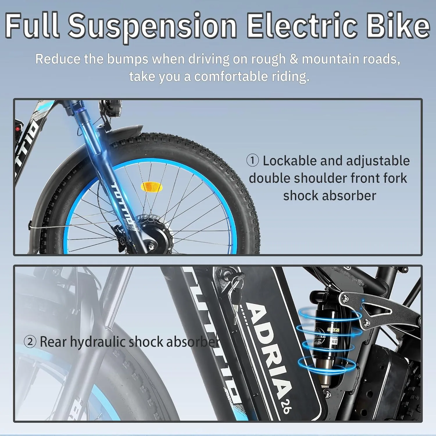 Tuttio Dual-Motor-Electric-Bike for Adults-Men, 40-46MPH-Fast-Ebike, 52V 30AH, Up to 80Miles, 26" Fat-Tire-Electric-Bicycle, Full Suspension Mountain Bike for Off-Road Snow Sand Hunting