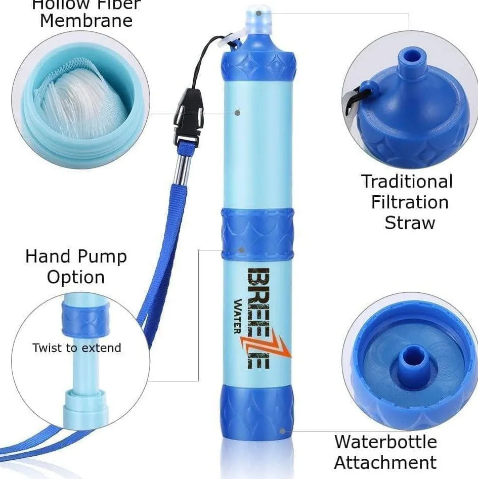 Water Filter Straw by Breeze - Portable Water Purifier for Travel and Emergency Preparedness