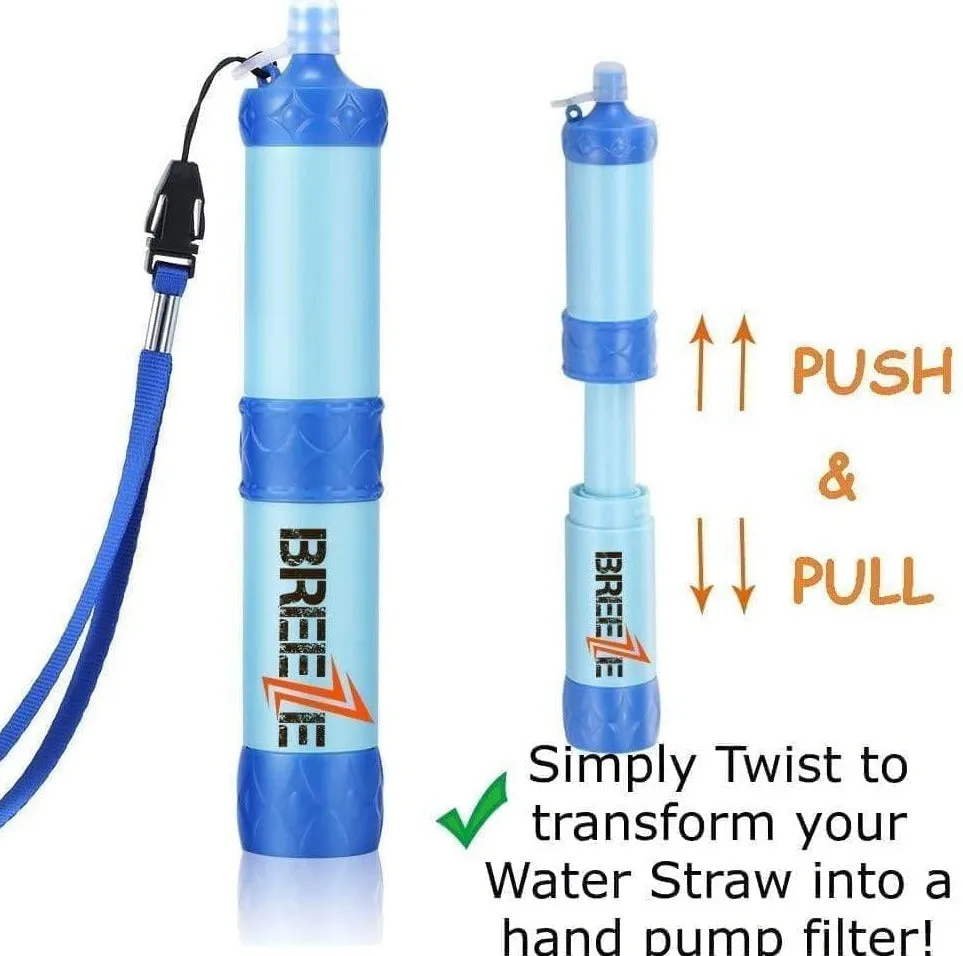 Water Filter Straw by Breeze - Portable Water Purifier for Travel and Emergency Preparedness