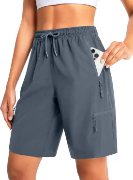 Women's 9" Hiking Shorts Lightweight Stretch Quick Dry Athletic Casual Bermuda Shorts for Women