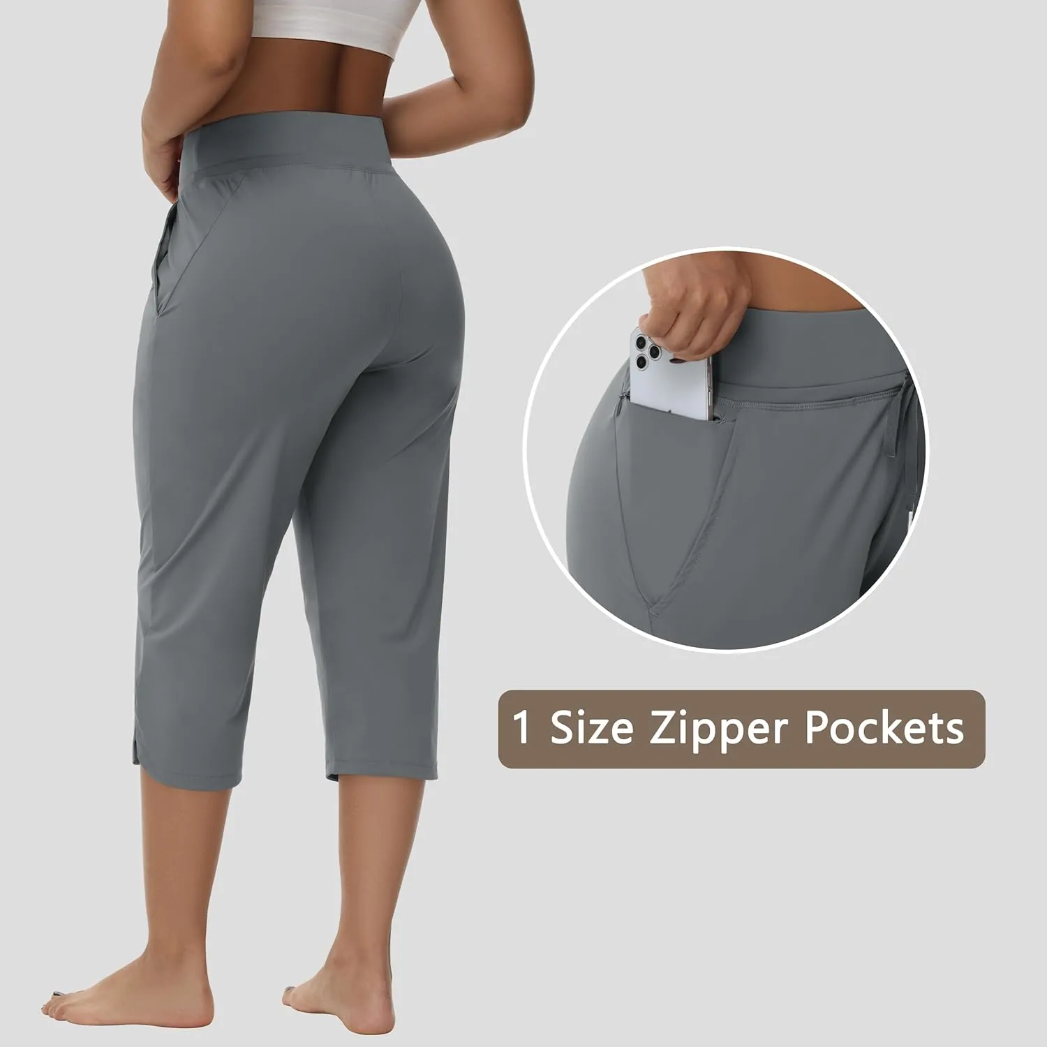 Women's Swim Capris Long Shorts Quick Dry UPF 50  Lightweight 2025 Swimming Pants with Zipper Pockets